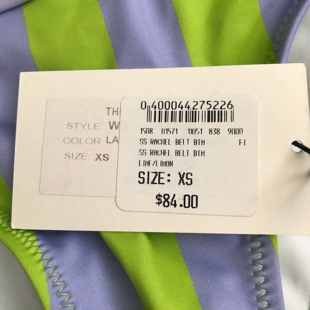 Solid & Striped Rachel Belts Bikini Botton Striped Lime/Lemon Size XS - Picture 6 of 8